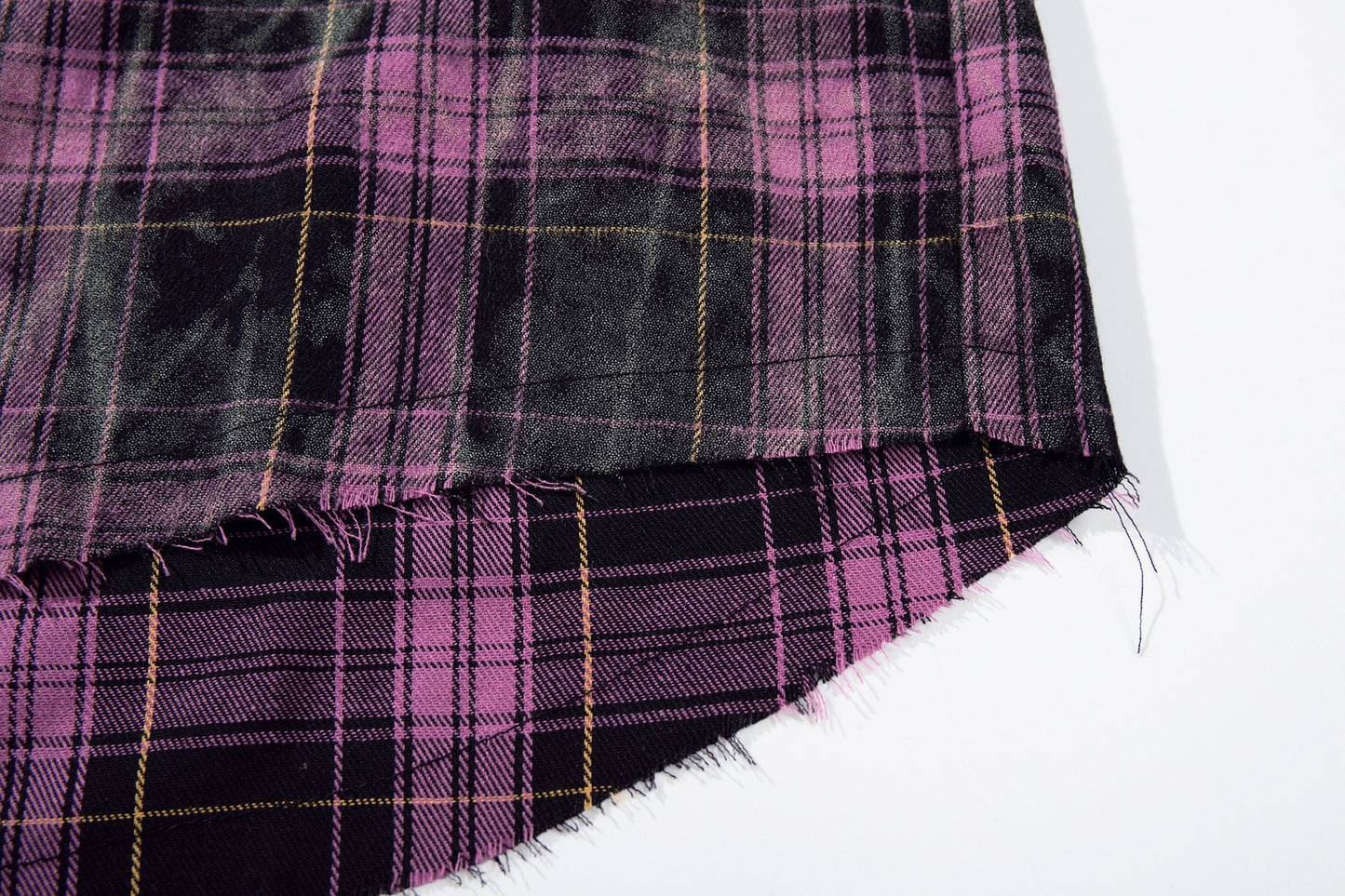 Washed Tie-Dye Plaid Short Sleeve Shirt WN25748