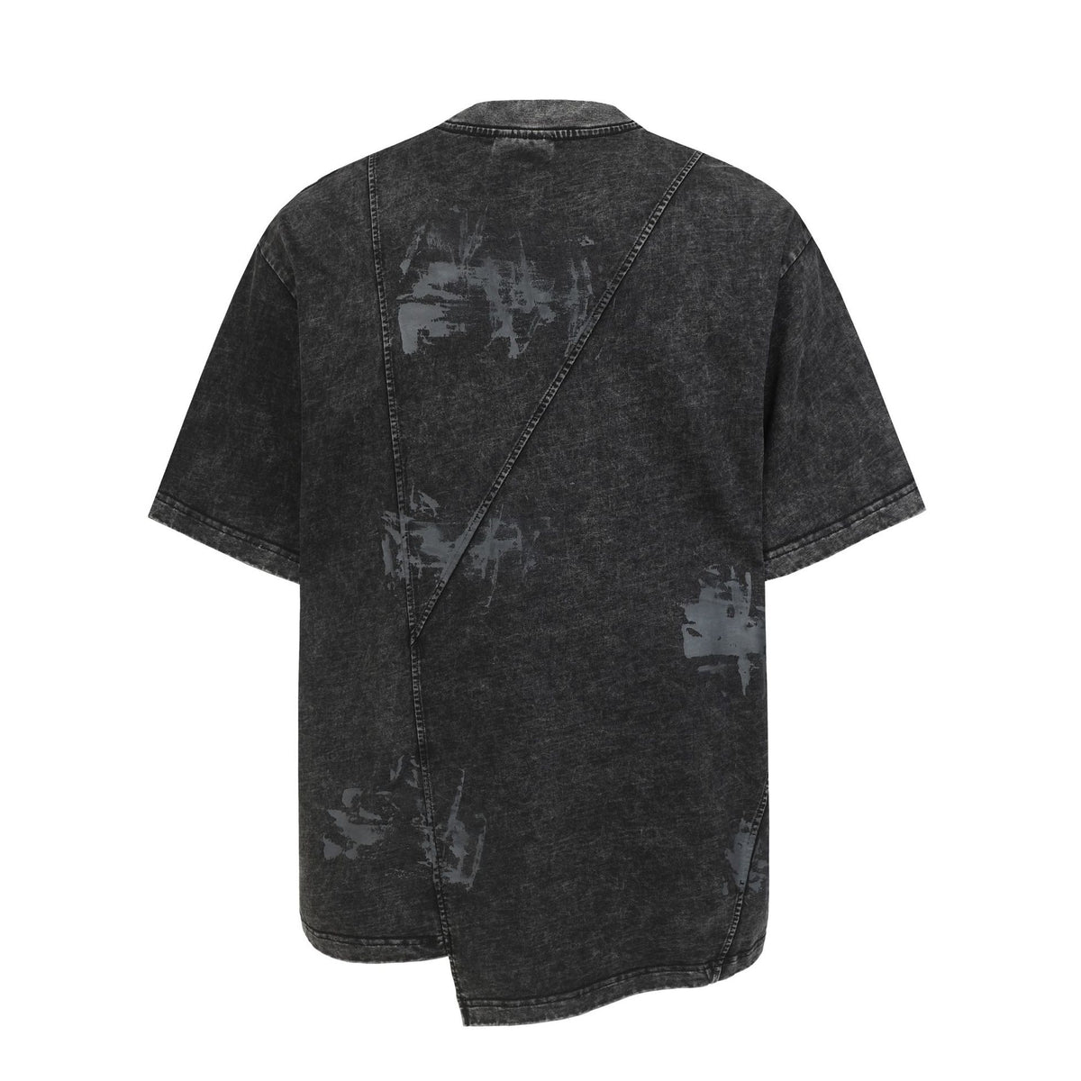 Washed Asymmetrical Panel Short Sleeve T-Shirt WN26953