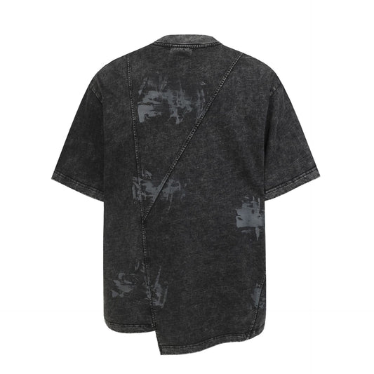 Washed Asymmetrical Panel Short Sleeve T-Shirt WN26953