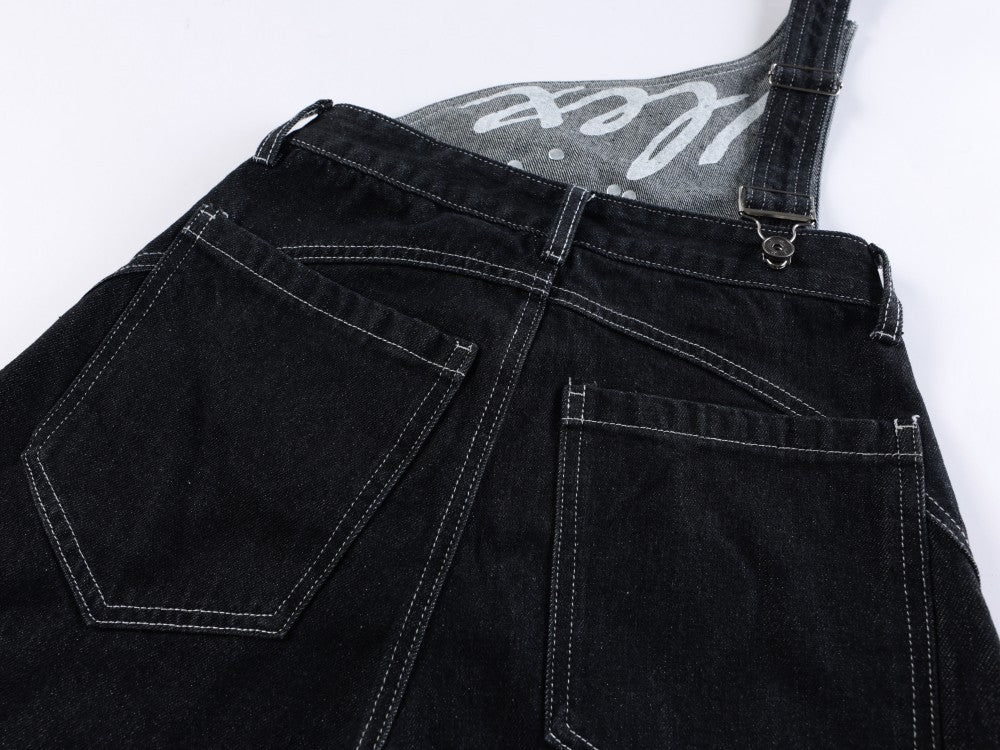 Detachable Suspender Buckle High Waist Wide Leg Denim Jeans WN28001