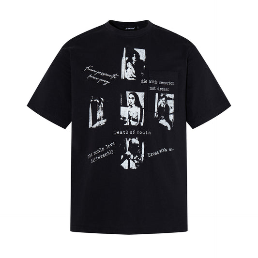 Portrait Letter Print Short Sleeve T-Shirt WN25522