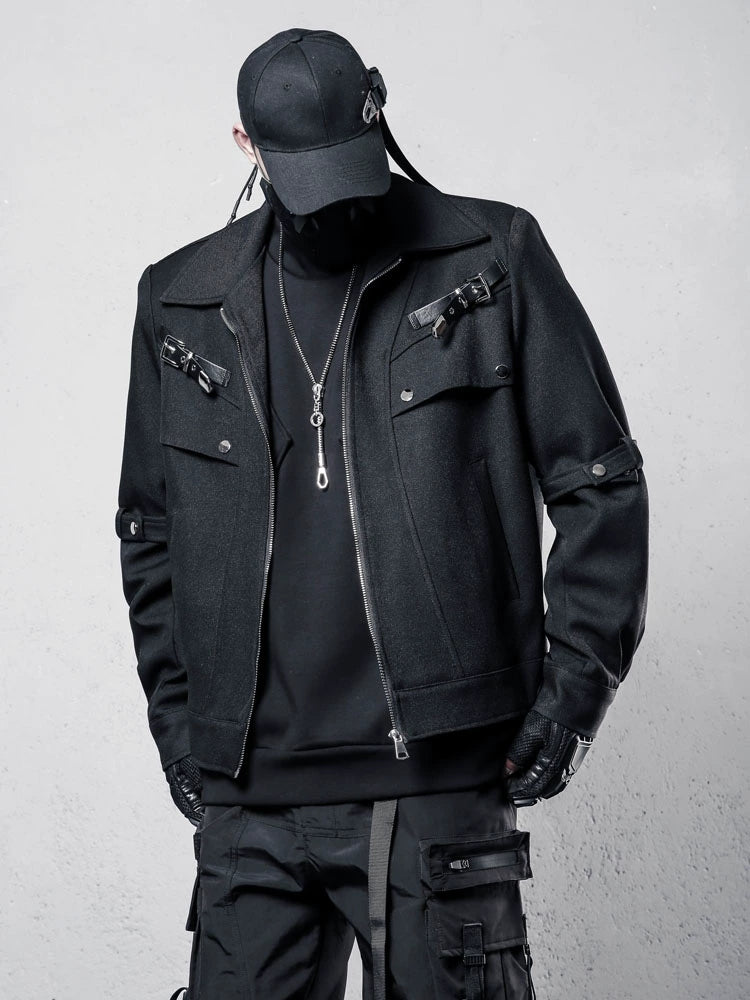 Deconstruct Strap Zipper Short Jacket WN22415