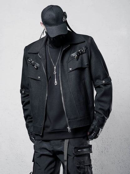 Deconstruct Strap Zipper Short Jacket WN22415