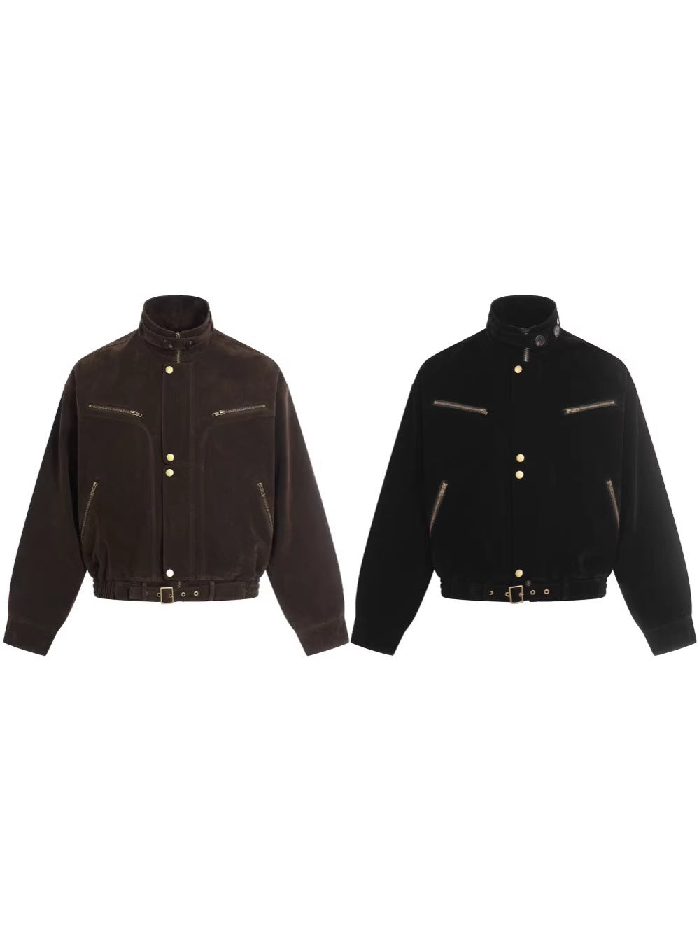 Suede Stand Neck Zipper Jacket WN27872