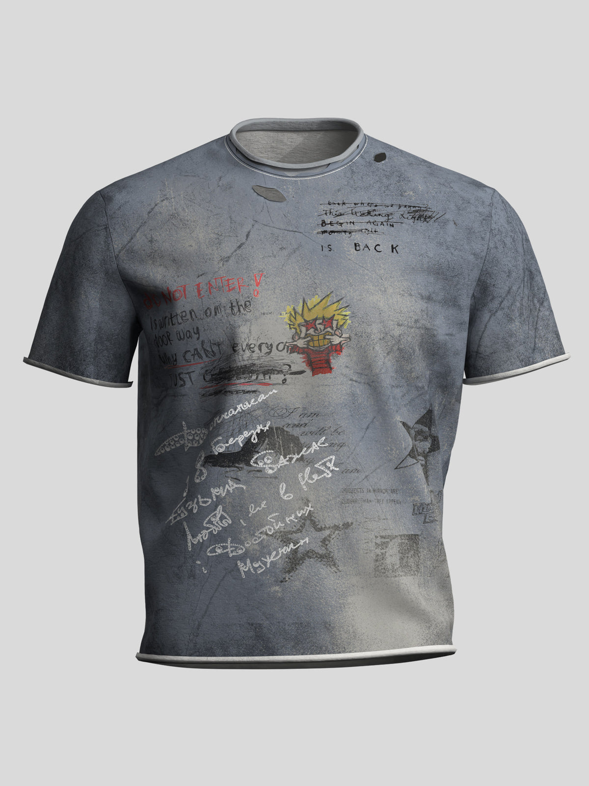 Washed Graffiti Print Short Sleeve T-Shirt WN27164