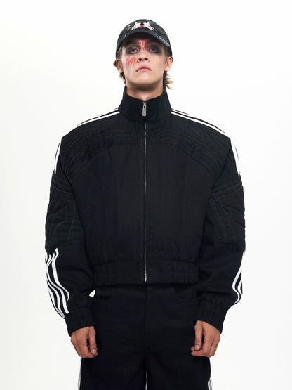 Patchwork Stand Neck Jacket & Patchwork Wide Leg Pants Setup WN20380