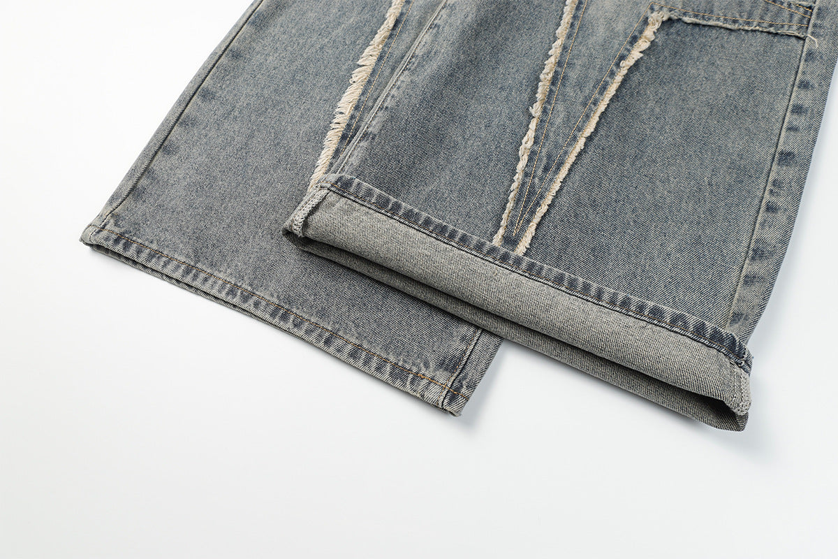 Panel Design Wide Leg Denim Jeans WN25497