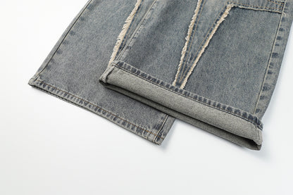 Panel Design Wide Leg Denim Jeans WN25497