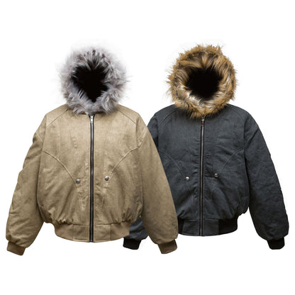 Washed WRINKLED DYED FURLAR PADDED JACKET WN11335