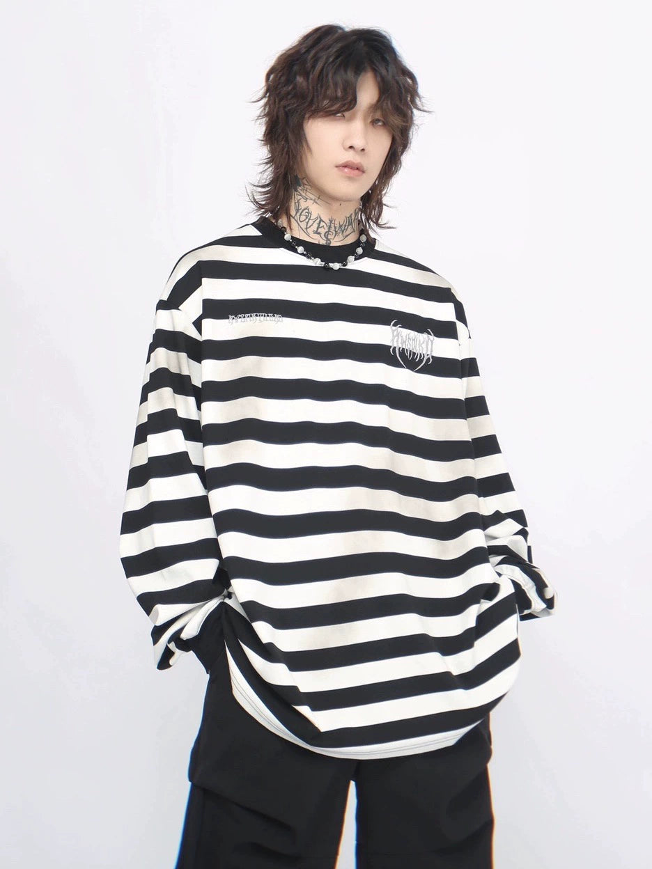 Oversize Striped Long Sleeve T-shirt WN8402