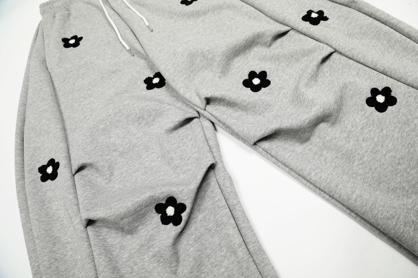 Flower Print Drawstring Wide Leg Sweatpants WN25427