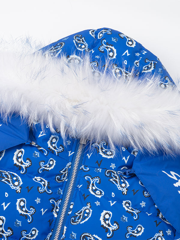 Paisley Hooded White Duck Down Jacket WN20971