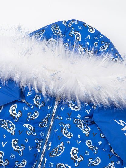 Paisley Hooded White Duck Down Jacket WN20971