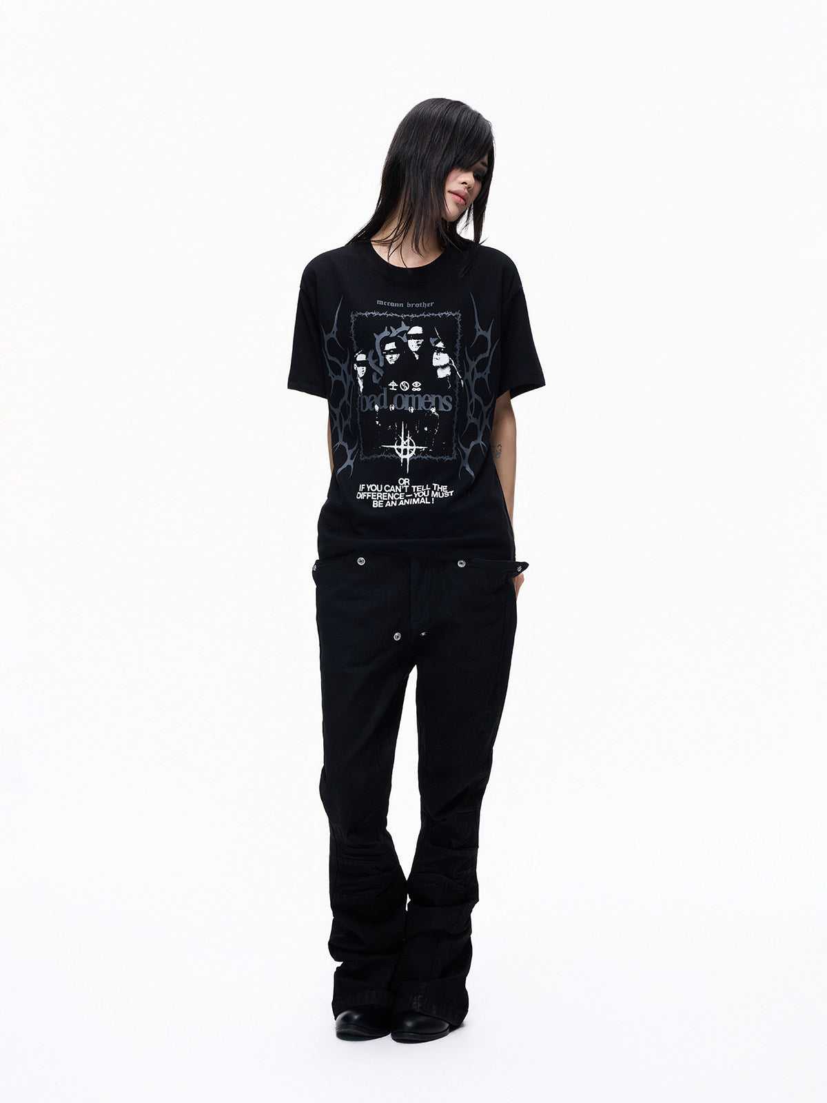 Portrait Print Oversize Short Sleeve T-Shirt WN27358