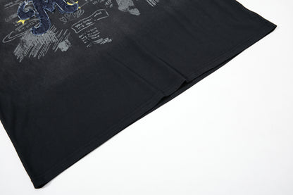 Star Applique Embroidery Washed Short Sleeve T-Shirt WN25651