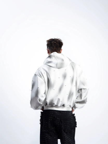 Washed Paint Print Zipper Hoodie WN20624