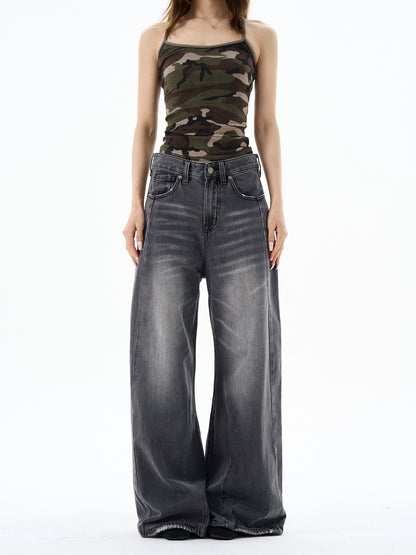 Washed Wide Leg Denim Jeans WN19208