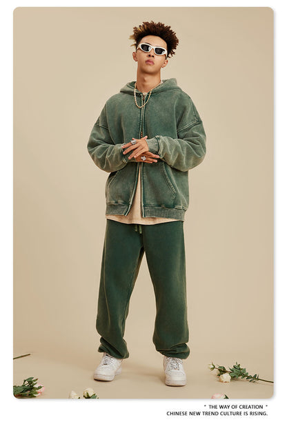 Oversize Washed Zipper Hoodie WN6461