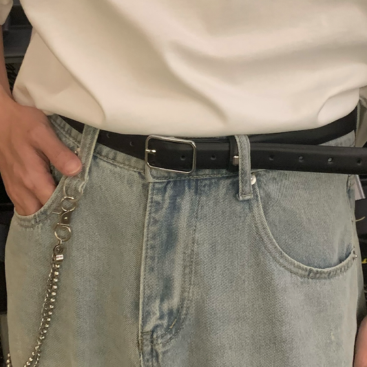 Metal Buckle Cowhide Leather Belt WN25246