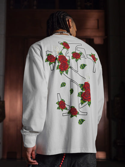 Rose Butterfly Graphic Long Sleeve T-Shirt WN11980