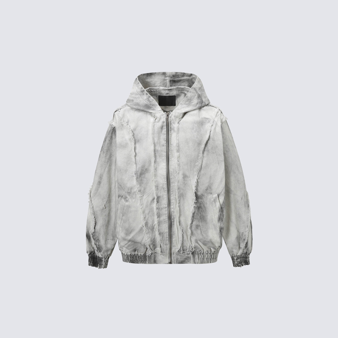 Frayed Damage Hooded Zipper Jacket WN27974