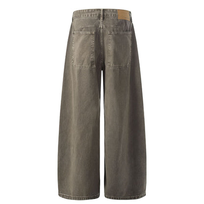 Multi-Button Pleats Wide Leg Barrel Denim Jeans WN26116