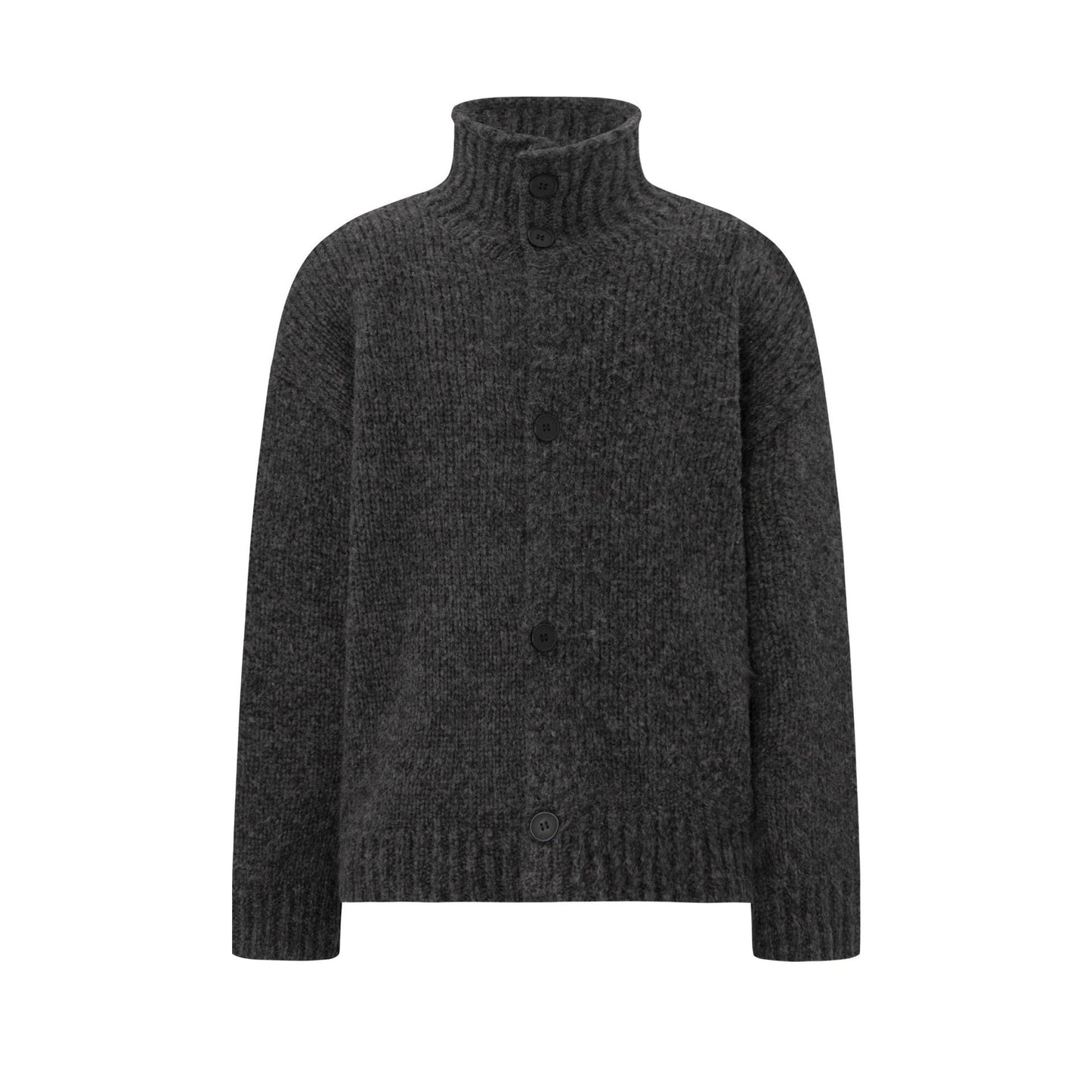 Marled High-Neck Boxy Knit Cardigan WN26367