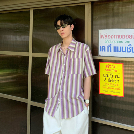 Stripe Pocket Short Sleeve Shirt WN24969