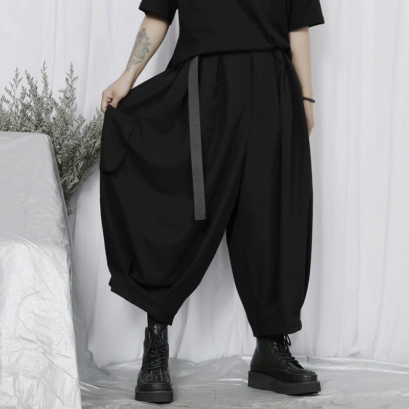 Color Black Wide Leg Cropped Cargo Pants WN20182