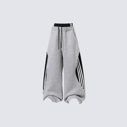 Contrast Panel Side-Stripe Wide Leg Sweatpants WN27912