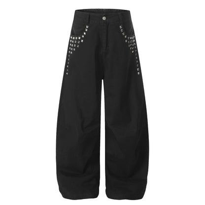 Rhinestone Curved Wide Leg Pants WN25570