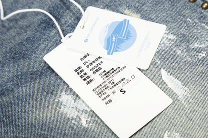 Paint Splatter Curved Denim Jeans WN26128