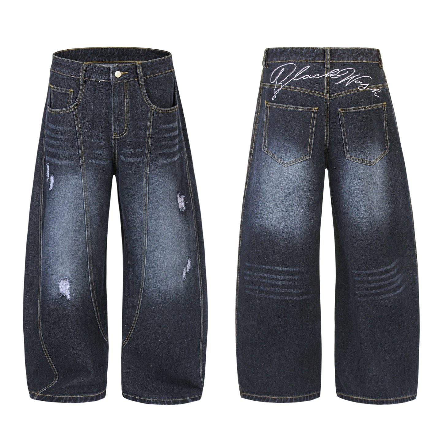 Gebogene Denim-Jeans mit Breitbein WN11571