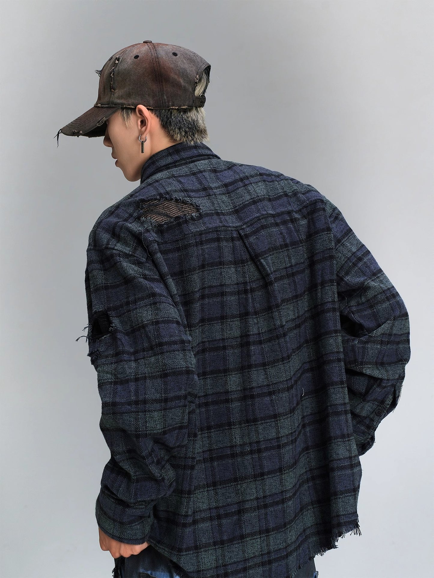 Oversize Plaid Long Sleeve Shirt WN8437