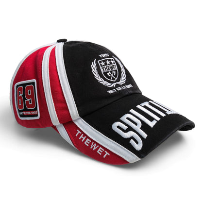 WN26654 THEWET American vintage letter embroidery black and red patchwork baseball cap stripes unisex style WN26654
