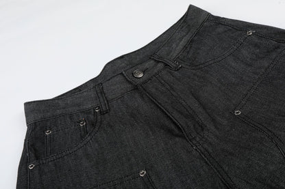 Raw Denim Rivet Wide Leg Half Pants WN26059