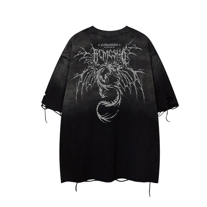 Gradient Wing Graphic Damage Short Sleeve T-Shirt WN25537