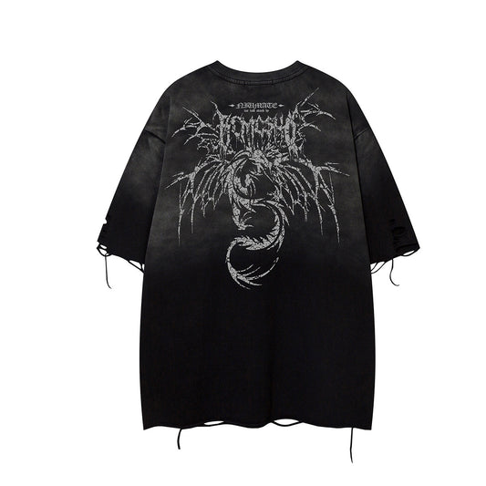Gradient Wing Graphic Damage Short Sleeve T-Shirt WN25537