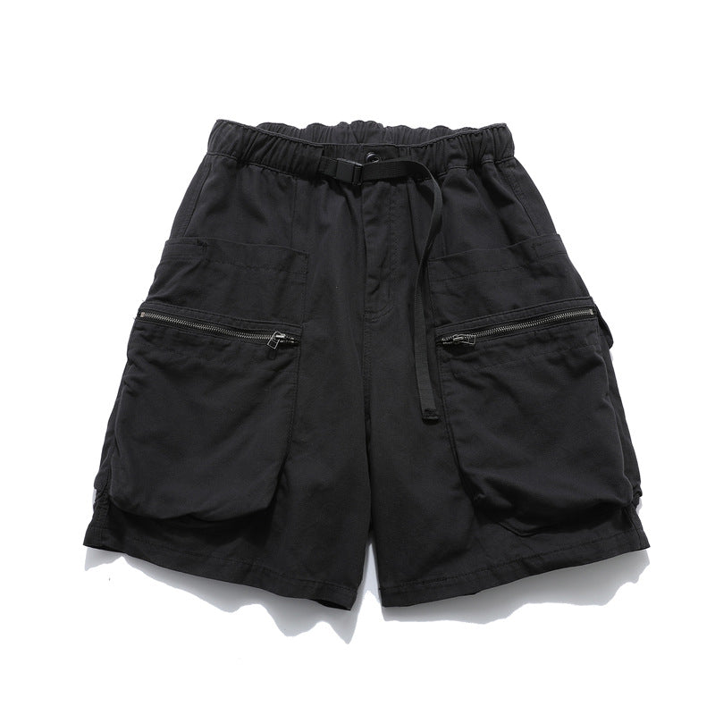 Washed Damage Zipper Cargo Half Pants WN26853