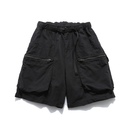 Washed Damage Zipper Cargo Half Pants WN26853
