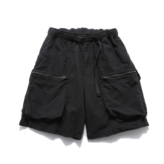 Washed Damage Zipper Cargo Half Pants WN26853