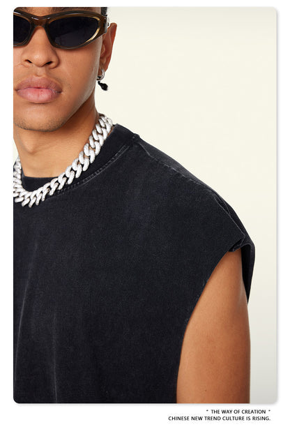Washed Oversize Sleeveless T-Shirt WN6069