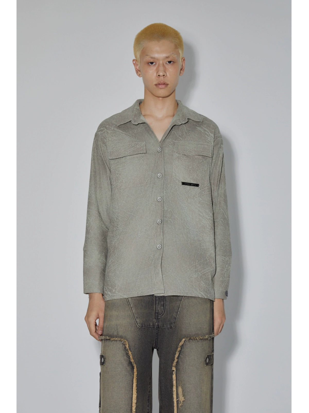 Swamp Green Textured Long Sleeve Shirt WN19046