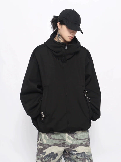 Ring Design Oversize Zipper Hoodie WN10892