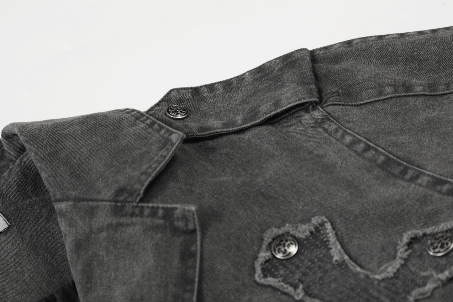 Washed Cross Patch Embroidery Jacket WN23043