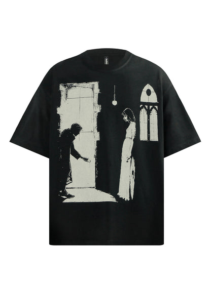 Letter Figure Graphic Oversize Short Sleeve T-Shirt WN26357
