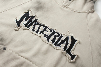 Heavyweight Washed Patch Embroidery Pullover Hoodie WN25660