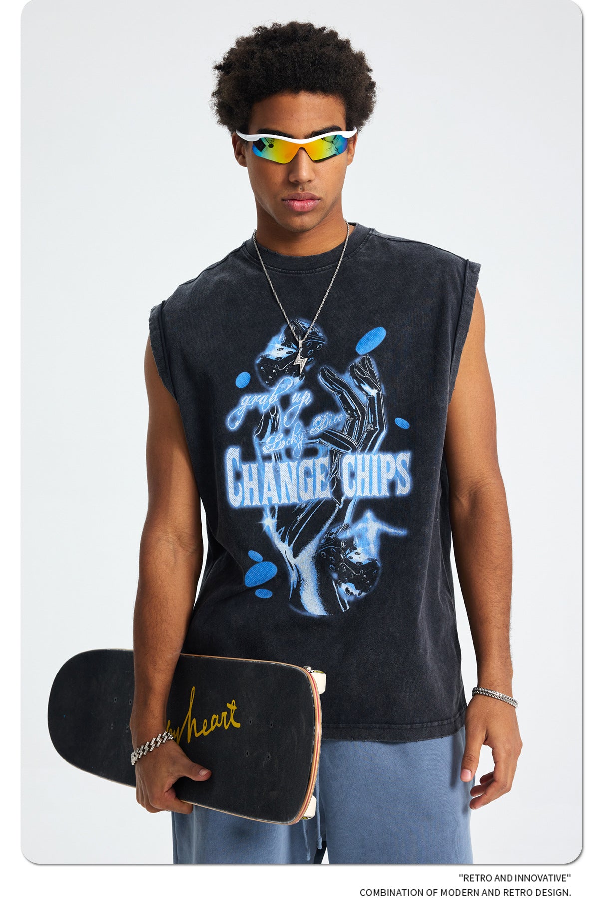 Washed Wax Dye Graphic Print Tank Top WN16260