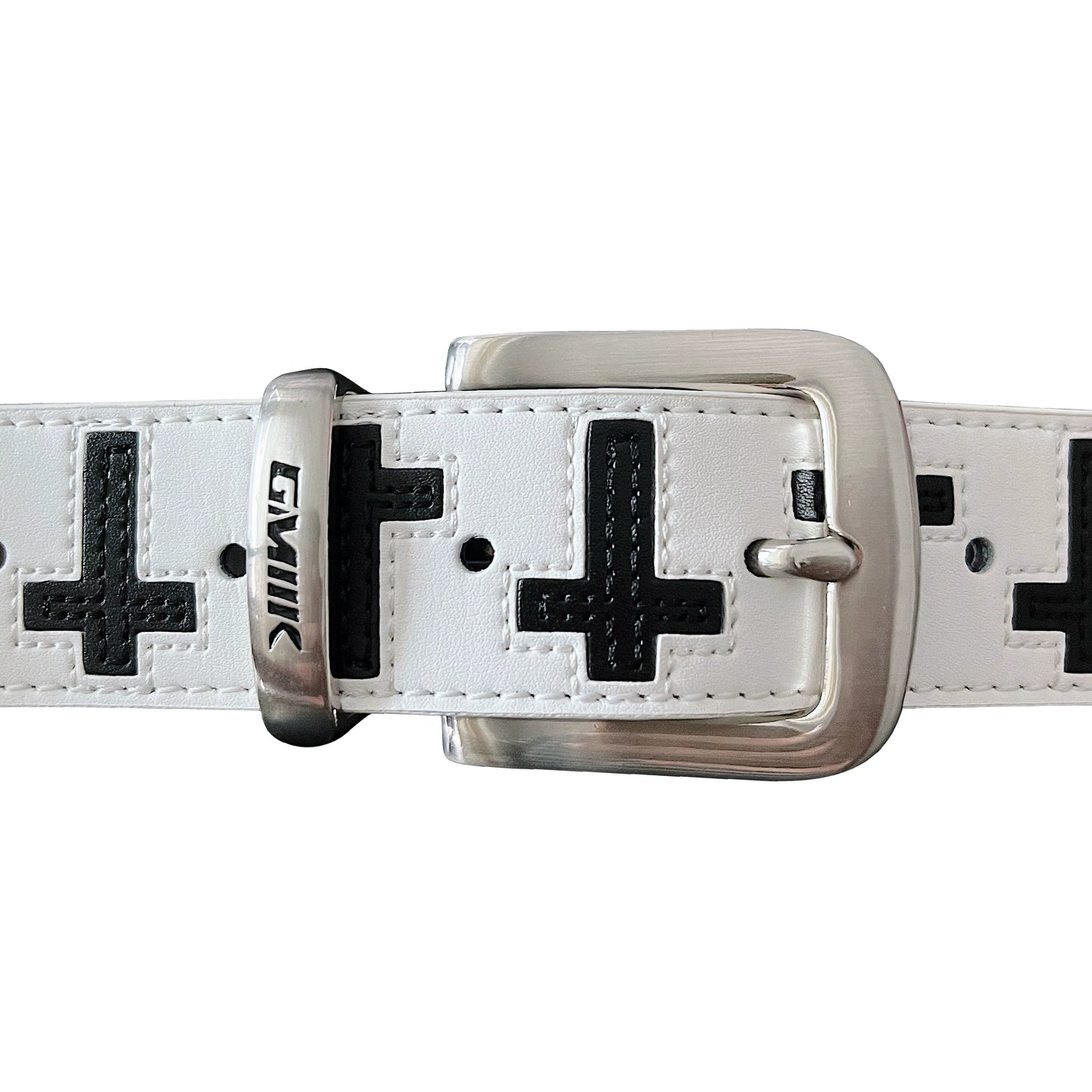 Black & White Cross Leather Elastic Belt WN17255