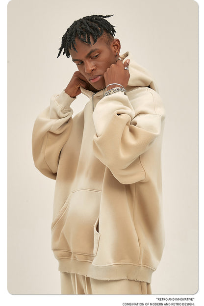 Fleece Lining Spray-dye Damage Oversize Hoodie WN9969-K